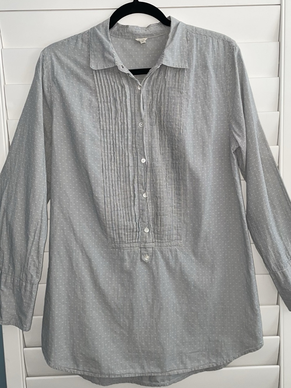J.Crew Striped Tuxedo Pleated Bib Tunic Shirt Blouse - Size M